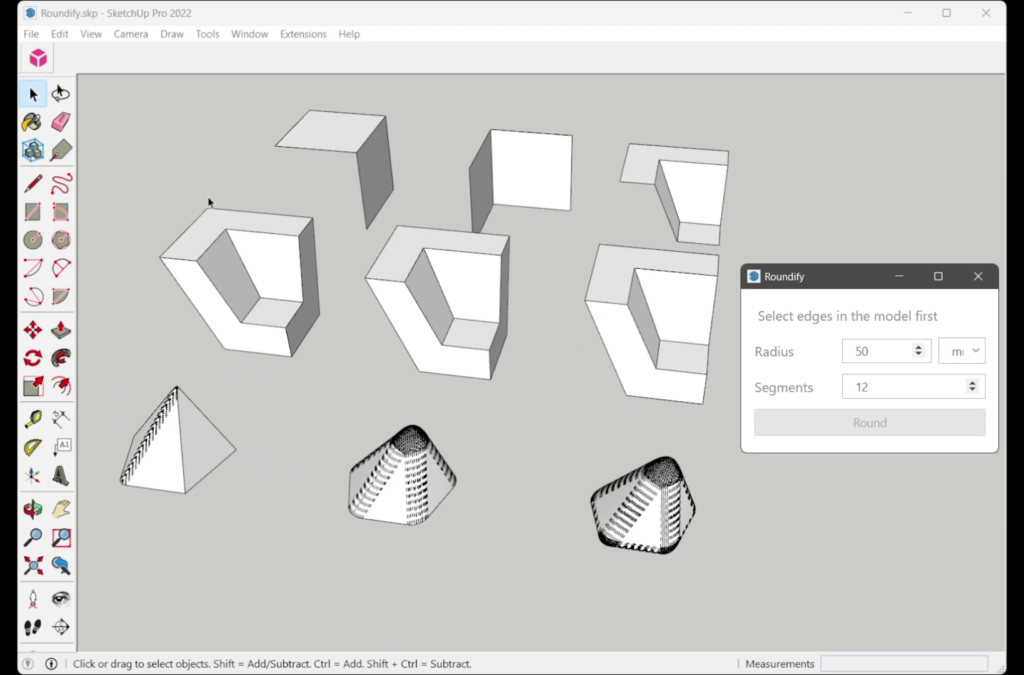 BevelUp edge fillet SketchUp plugin